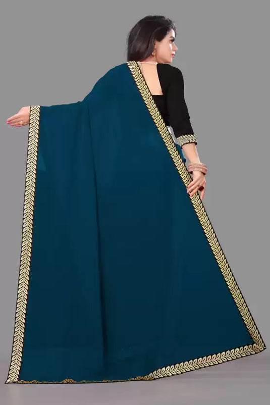 Embellished Daily Wear Georgette Saree  (Light Blue)