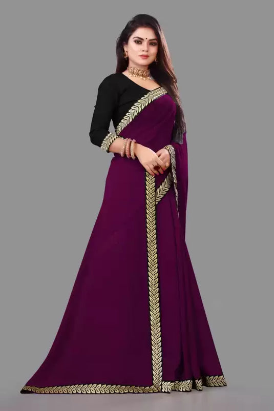 Embellished Daily Wear Georgette Saree  (Purple)