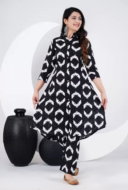 Women Viscose Rayon Kurti Pant Set